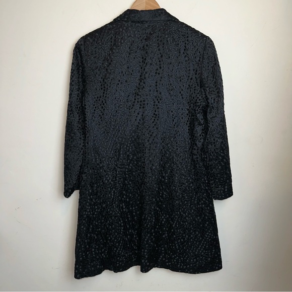 Eileen Fisher Silk Jacket Womens Med Black Polka Dot Long Sleeve Mid Length Goth - Picture 7 of 10